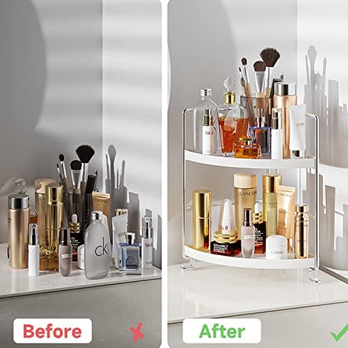 KINGNERWI 2-Tier Bathroom Counter Organizer, Vanity Corner Shelf, Silver - Image 4