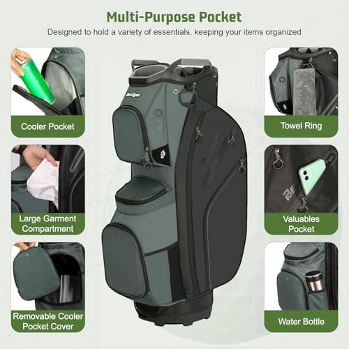 15 Way Golf Cart Bag with Organizer Top, Golf Club Cart Bag for Men - Image 3