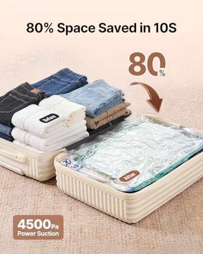 VINTAR 16 Pack Vacuum Storage Bags for Travel with Cordless Pump, Color - Image 4