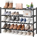 viewcare Black 4-Tier Long Shoe Rack, Bamboo Wood, 33-Inch by VIEWCARE