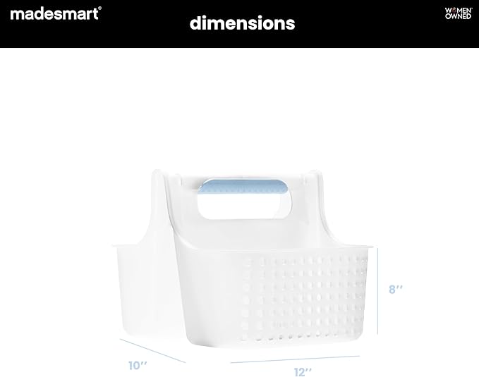 madesmart Large Shower Tote with Soft Grip Handle, Blue - Image 5