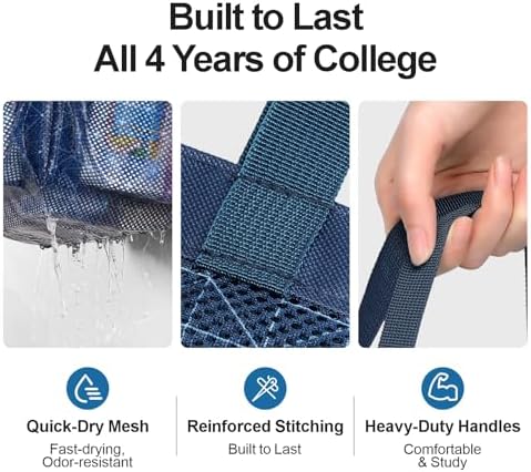 Mesh Shower Caddy Portable with Drawstring - 2-Handle Shower Bag for Dorm - Image 6
