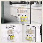 DELLAN Hanging Shower Caddy, 2-Tier Shower Rack with Hooks Over the Door - Image 6