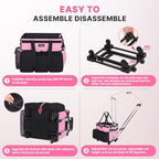 JKAOO Large Rolling Cleaning Caddy Bag with Detachable Trolley, Pink - Image 4