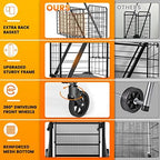 455lbs Shopping Cart for Groceries, Large Heavy Duty Grocery Cart on Wheels - Image 3