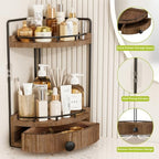 2-Tier Corner Bathroom Countertop Organizer with Drawer - Image 5