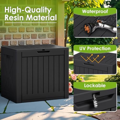 Greesum 40 Gallon Outdoor Deck Box, Resin Storage Chest, Dark Black - Image 2