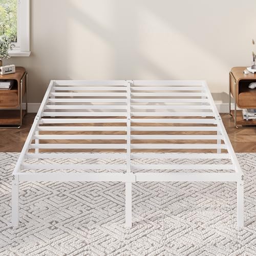Allewie Full Size Bed Frame, 12 Inch Metal Beds with Storage Space, White by Allewie