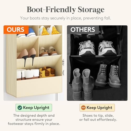 Lifewit 6 Tier Over the Door Shoe Organizer with 11 Large Deep Pockets, Fabric Hanging Shoes Shelf for Closet, Dorm Storage, Fit Up to 12 Pair Shoe Rack Holder for Sneakers, Boots, Beige - Image 4