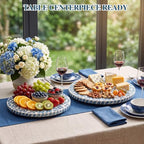 Domensi 2 Pack Mother of Pearl Lazy Susan Turntable Organizer,Blue Wicker - Image 2