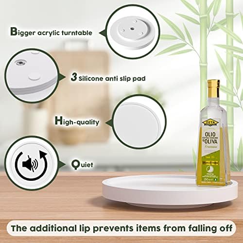 Turntable Vanity Tray, 9 Inch Bamboo Kitchen Sink Countertop Organizer - Image 6
