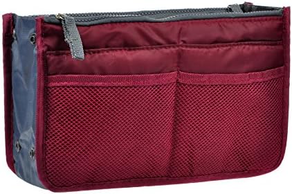 Vercord Purse Organizer Insert for Handbags Bag Organizers Inside Tote Pocketbook Women Nurse Nylon 13 Pockets Burgundy Large - Image 2