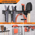 Garden Tool Organizer Wall Mount, 48 inches Tool Storage Rack with Adjustable Hooks, 600lbs Adjustable Heavy Duty Metal Hooks, Yard Shed Rack Holder System Hanging Rake Broom Mop, Father's day gifts - Image 6