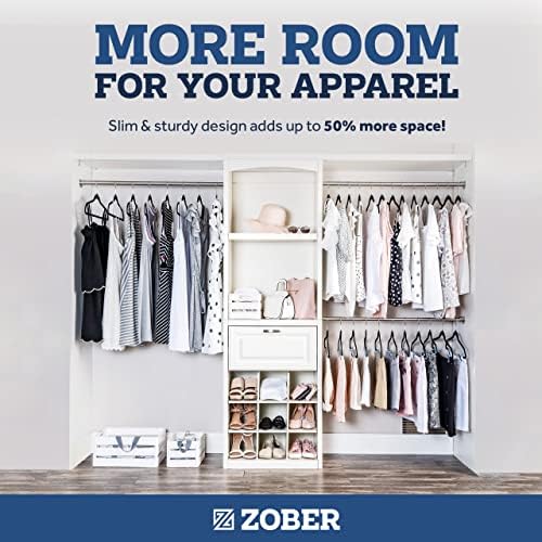 Zober Black Velvet Hangers 50 Pack, Slim Non Slip Clothes Hangers | Slim velvet hangers with pants bar, felt hangers, flocked hangers, non slip hangers, coat hangers for suits, shirt hangers - Image 5