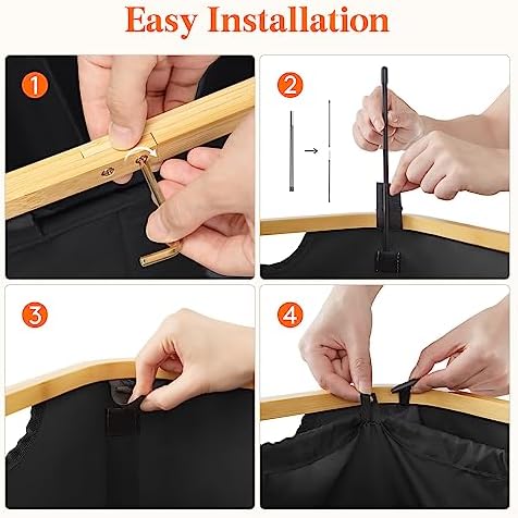 Lifewit 150L Double Laundry Hamper with Lid and Removable Bag, Black - Image 5