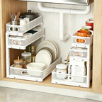 2 Pack Under Sink Organizer, 3-Tier Pull Out Kitchen Cabinet Organizer by EGBULL