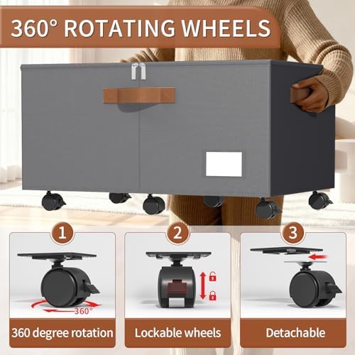 Foyego 2 Pack Shoe Organizer for Closet, Shoe Storage with Wheels, Gray - Image 4