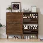 Shoe Cabinet Storage for Entryway with 2 Flip Drawers, Narrow Shoe Cabinet for Entryway, Hidden Slim Shoe Organizer Rack Cabinet (Brown, 23.6" W) - Image 5