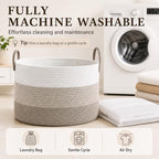 JMvicyroam 65L Extra Large Machine Washable Cotton Rope Blanket Basket - Image 7