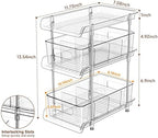 3 Tier Clear Bathroom Organizer with Dividers, Multi-Purpose Pull-Out Pantry Organization and Storage, Under Sink Closet Organizers and Storage, Vanity Skincare Cosmetic Organizer Medicine Bins - Image 3