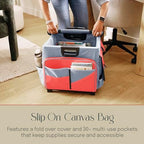 Folding Mobile Utility Cart, Canvas Organizer Bag, Red/Grey - Image 4