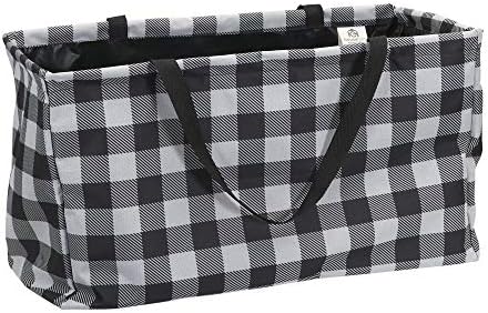 Household Essentials Black and White Plaid Krush Container All-Purpose Utility Tote by HouseholdEssentials
