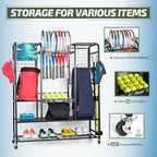 PLKOW Tennis Bag Organizer Tennis Racket Storage Rack, Tennis Equipment Holder for Bags, Balls, Racquet & Accessories, Versatile Gear Organizer for Garage, Club, or School - Image 3