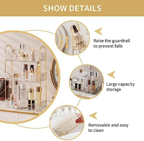 Akinbas 3 Tier Bathroom Organizer Countertop Makeup Perfume Tray Skincare Organizer for Bathroom Dresser Vanity (White) - Image 5