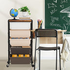 Rolling Cart with Drawers, Rolling Storage Cart with Large Plastic Drawers & Wooden Tabletop, Utility Cart with Pegboards & Basket, Storage Drawers Cart for Living Room, Classroom, Bedroom, Office - Image 6