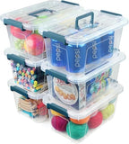 NUMIFUN Plastic Storage Bins with Lids 6 Pack, 7 Quart Storage Containers with Black Buckle Latch, Stackable Storage Containers for Home Pantry Office Classroom Organization, White by NUMIFUN