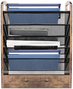 EHWINE Wall File Organizer, 6 Tier Hanging Wall File Organizer with Bottom Tray, Mail Organizer Wall Mount, Wooden Desk Organizer for Office or Home - Image 2