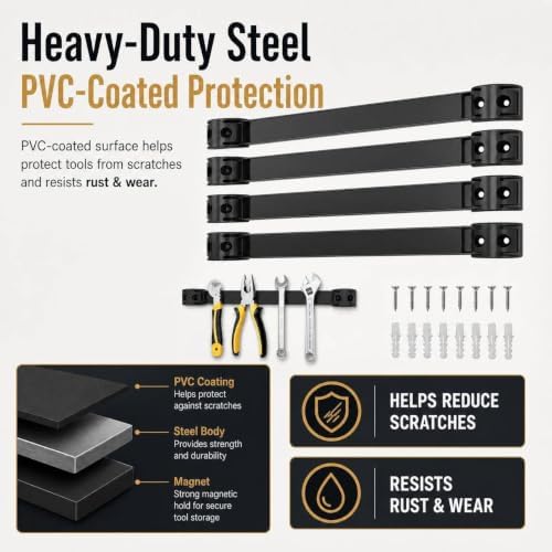 18" Magnetic Tool Holder, 10 Pack PVC-Coated Heavy Duty for Garage - Image 3
