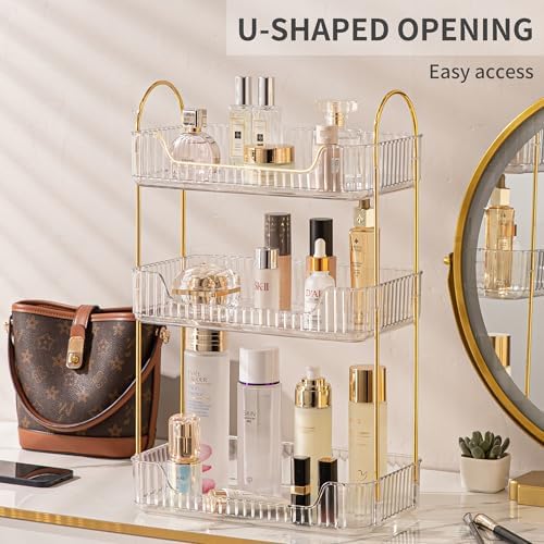 Akinbas 3 Tier Bathroom Organizer Countertop Makeup Perfume Tray Skincare Organizer for Bathroom Dresser Vanity (White) - Image 6