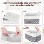 Fab totes Storage Bins 8-Pack, Foldable Storage Baskets for Organizing Toys, Books, Shelves, Closet, Large Storage Box with Rope Handles, Sturdy Organizer Bins,Clover Grey - Image 4