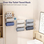 SWTYMIKI Over the Door Towel Rack - 9 Tier Towel Racks for Bathroom Wall Mounted, Towel Holder with Shelf, Hanging Rolled Towel Storage Organizer for Small Bathroom, Camper, RV, Sliver - Image 4