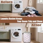 Pink Bow Laundry Hamper,Laundry Baskets,Waterproof Oxford Cloth Toy Storage for Bedroom,Bathroom,Nursery,16x20.8 Inch - Image 6