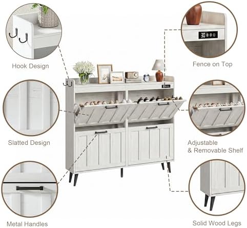 ChooChoo Shoe Storage Cabinet with 4 Flip Drawers and Deodorizer - Image 5