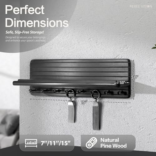 Rebee Vision Key Holder Wall Mount for Modern Living Room Wall Decor, Black - Image 2