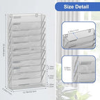 EasyPAG Wall File Holder 10 Tier Mesh Hanging Folder Organizer with Flat Tray Wall Mounted Mail Organizer Magazine Paper Desk Shelf with Nametag Label for Office Home School, Silver - Image 3