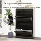 Shoe Storage Cabinet with 2 Flip Drawers, Shoe Cabinet Organizer, Black - Image 5
