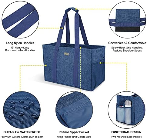 BALEINE Soft 9 Gallon Extra Large Utility Tote, Foldable Reusable Storage Bag (Denim Blue) - Image 5
