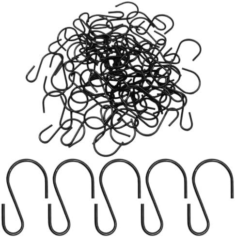 S Hooks 44mm, Black, 50 Packs by Zorveiio