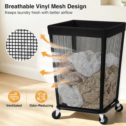 STO STO 160L Rolling Laundry Hamper with Wheels, Laundry Basket, Beige - Image 4