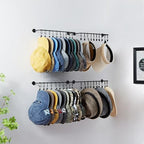 Hat Rack Wall Cap Organizer - Baseball Hat Racks Display Holder with 40 Hooks - Modern Metal Black Hats Storage Wall Mounted Caps Hanger Set of 4 for Closet Door Bedroom Entryway Laundry(Black) by Viklluyr
