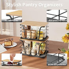 2 Pack Potato and Onion Storage Bins, Stackable Kitchen and Pantry Organizer with Bamboo Top & Lightweight PP Mat, for Vegetables, Fruit, Onion, Potato, Garlic - Pantry, Kitchen Storage Bins (Black) - Image 5