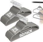 Velvet Hangers 50 Pack, S-Shaped and Stackable Felt Hanger(Gray) by UEAKPIC