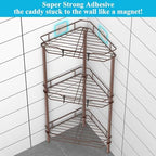 HuggieGems Metal Floor Standing Corner Shower Caddy, Coffee, 3 Tier - Image 2