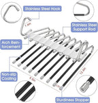 Upgrade 9 Layers Pants Hangers Space Saving, 4 Pack Multifunctional Pants Rack Non Slip Stainless Steel Clothes Space Saver Hangers Closet Organizers Storage for Pants Jeans Legging Skirt, Silky White | Metal Space Saving Hangers Multi-Layer Multifunct... - Image 2