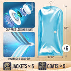 TAILI Hanging Vacuum Storage Bags Clothes, Coats, Jackets,6 Jumbo Blue - Image 2