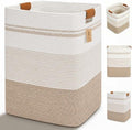Laundry Hamper, Cotton Rope Laundry Basket with Leather Handles, 22.5-Gallon/85 L Large Clothes Hampers for Laundry, Woven Laundry Baskets for Blankets, Clothing, Bedroom, Living Room, Nursery by ARATECHOME
